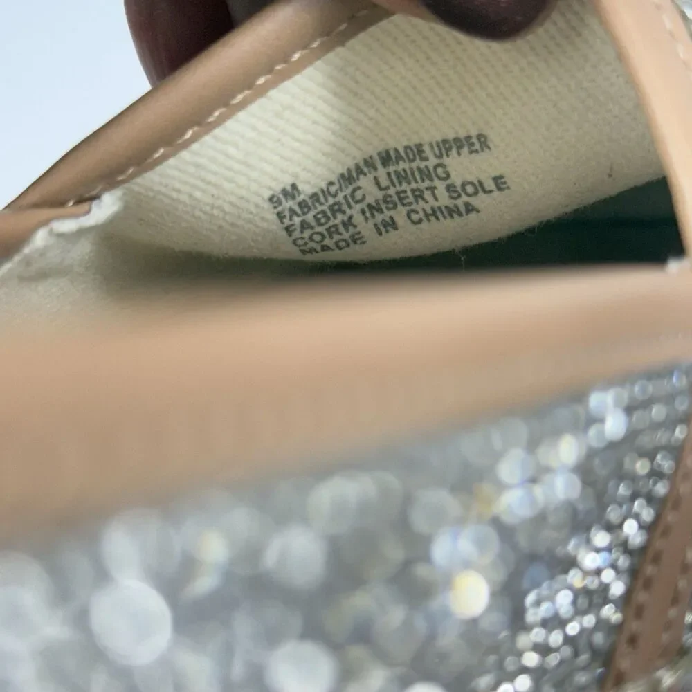 Gianni Bini Bruxie Women's Size 9 Silver Rhinestone Slip On Platform Espadrilles